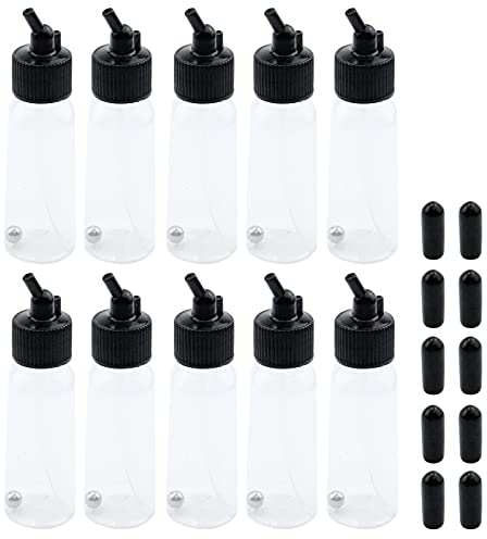 Tulead Plastic Jar Bottles 30ml Dual-Action Adapters Airbrush Bottles Pack of 10 with Caps