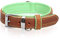 MICHUR Charly Hundehalsband Leder Braun Grün, Lederhalsband Hund, Halsband, Leder, in verschiedenen Größen erhältlich