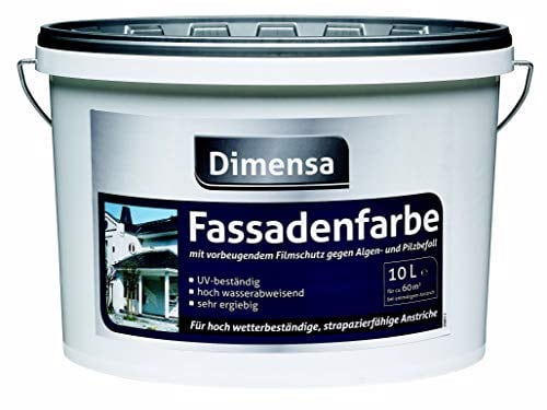 Fassadenfarbe weiß gegen Algen & Pilzbefall | Hausfassaden-Farbe weiss Hausfarben | 5 Liter