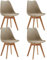 EGOONM 4er Set stühle Esszimmerstühle mit Massivholz Buche Bein, Retro Design Gepolsterter Stuhl Küchenstuhl Holz (Braun)