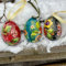 Ukrainische handbemalte bunte Ostereier aus Holz zum Aufhängen - 3 St Set Pysanky Traditionelle Ostereier mit Blumenmuster