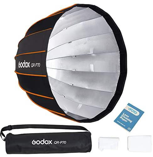 GODOX QR-P70 70cm Softbox Fotografico Parabolico Profondo Adatto per Bowens Mount Flash da Studio SL-60W MS200-V MS300-V SL60IID SL60IIBi SK400II-V DP400III-V DP600III-V SL100D SL100Bi (27,56 inch)