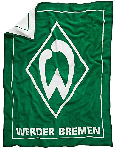 Werder Bremen SV Veloursdecke - Logo - 150 x 200 cm Decke grün-weiß, Kuscheldecke - Plus Lesezeichen I Love Bremen
