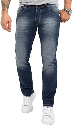 Rock Creek Herren Jeans Regular Fit Stretch Jeans Männerhose Herrenjeans Denim Hosen Herrenhose Straight Cut Stonewashed RC-2343 Blau W34 L32