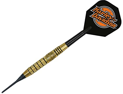 Harley-Davidson Bar & Shield Dartpfeile mit Rallye-Gravur, 18 g, weiche Spitze, Messingfässer