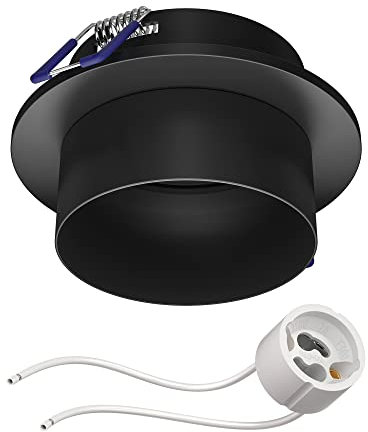 ledscom.de Deckeneinbaurahmen KRON, rund, schwarz matt (GU10/MR16/GU5,3/50mm) inkl. GU10 Fassung