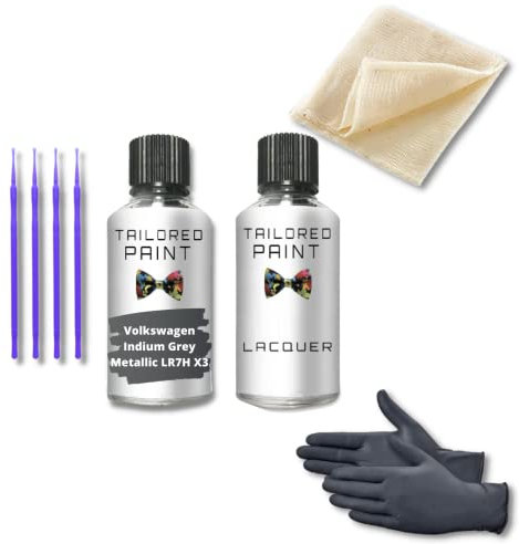 For Volkswagen T-Roc 2021-Present Touch Up Paint Repair Kit Scratch Stone Chip Fix Indium Grey Metallic LR7H X3 Touch Up + Lacquer