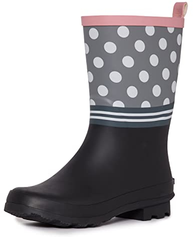 Laura Ashley Damen-Regenstiefel mit hohem Schnitt, mittelwadenf rmig, gepunktet, Gummi, rose, 37 EU