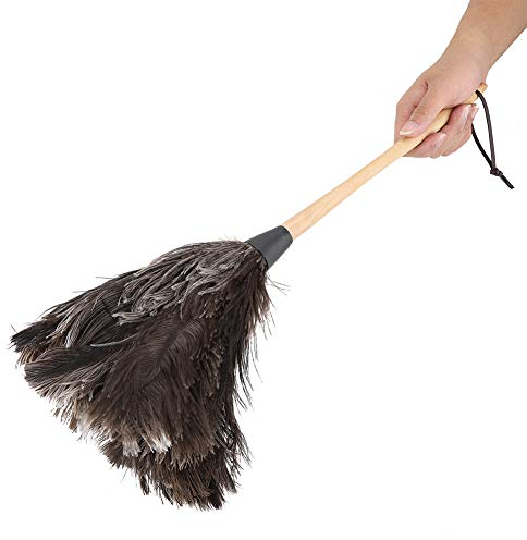 Plumero de Plumas de Avestruz, Plumero de Plumas de Avestruz Lavable Hecho a Mano de 22 Pulgadas con asa, Plumero de Plumas Naturales Esponjoso Reutilizable para la Oficina en el hogar