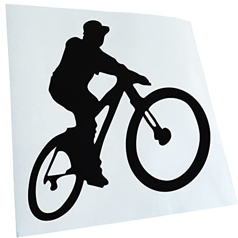 Kiwistar - Autoaufkleber - Schwarz - 24x24cm Mountainbiker MTB Downhill - Heckscheibe Auto Aufkleber wetterfest für Kfz LKW Mofa Truck - Sticker außen selbstklebend Tuning Zubehör für Fenster