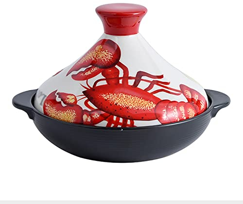 Tyewomiy Tajine-Topf mit Deckeldiffusor, 1,81 QT Tajine-Töpfe, geschlossener Herd, Kochgeschirr-Auflauf for 1–3 Personen