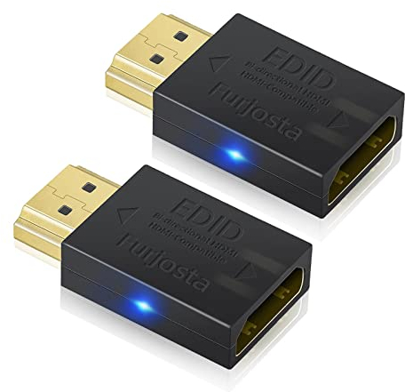 Furjosta Mini 4K HDMI EDID Emulator Passthrough Adapter Kupplung HDMI Dummy Stecker für Computer Multi-Display Setup Monitor Projektor Video Splitter Switch KVM Extender AV Receiver 3840x2160@60Hz 2P