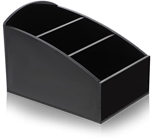 Operitacx Tea Bag Organiser, Coffee Station Organizer, Acrylic Box with 3 Compartments, Sugar & Coffee Holder, 3.3 x 4.9in, Black