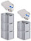 PROREGAL SuperSparSet 5x Eurobox NextGen Grip mit Scharnierdeckel und blauen Schiebeschnappverschlüssen, HxBxT 32x30x40cm, 30 L, Grau, Griffe offen, Eurobehälter, Transportbox