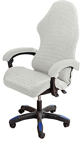 OQHAIR Ergonomic Gaming chair cover with Armrest Covers Gaming chair cover 4pc Set Stretchable Gaming Racing Seat Chair Protector -White