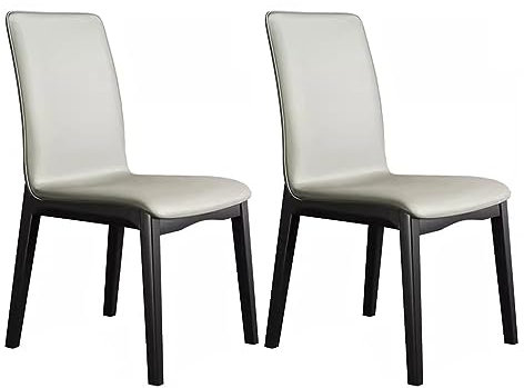 KAMPCO Gepolsterte Esszimmerstühle im 2er-Set, armlose Mid-Century Modern-Küchenstühle, Esszimmerstuhl aus PU-Leder mit Beinen aus Massivholz