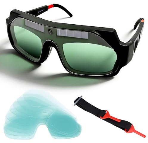 DEECOZY Selbstverdunkelnde Schweißerbrille, Solarbetriebene Schweißerbrille mit Verstellbaren Bügeln, komfortable Schweißerschutzmaske mit Anti-Schlag und Blendschutz für Schleif