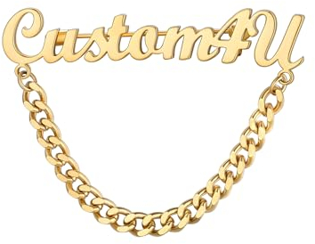 Supcare Broschen Anstecknadeln mit Kette für Damen Personalisierte Namensbrosche Custom Broschennadeln Anstecker Namenspin Kragen Pins Clip Anzug Modeschmuck für Geburtstag Dress