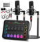 Podcast Equipment Bundle für 2, Audio-Schnittstelle mit XLR-Kondensatormikrofon und 3,5-mm-Mikrofon, RGB, Stummschaltung, 48 V Phantomspeisung für Streaming, Gaming, Aufnahme, Schwarz (H1)