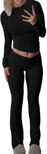 Zweiteiler Damen Baumwoll Lounge Set Elegant Schmal Geschnittener Zweiteiliger Jogger Anzug mit Langen Hosen Activewear für Frauen