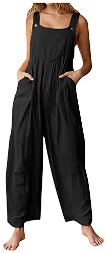 Latzhose Damen Jumpsuit Overall - Grau Rosa Gelb Blau Braun Orange