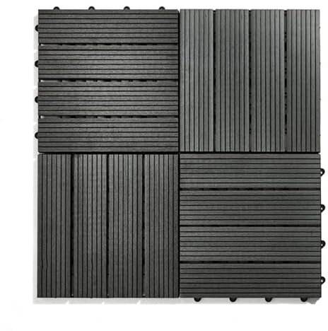 AAMEN 4-Pcs Composite Decking Tiles, Outdoor Patio Tiles For Garden Flooring, Interlocking Deck Tiles Plastic Waterproof Outdoor Flooring, Ideal For Patios, Balcony, Marquees & Hot Tubs