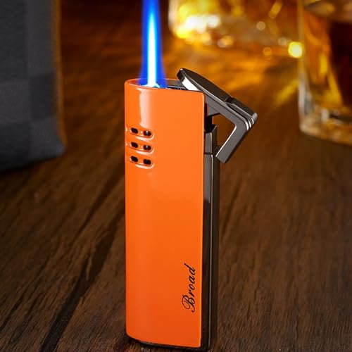 Retro-Windfeuerzeug, nachfüllbares Jet-Flame-Feuerzeug, aufblasbares tragbares Feuerzeug for Grills, Kamine, Camping (Color : Glamour Orange)