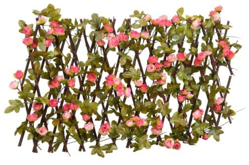 LAPOOH Rankgitter mit Künstlichem Efeu 5 STK. Erweiterbar 180x30 cm, Rankhilfe, Spaliere Und Rankhilfen, Kletterhilfe Für Pflanzen, Rosenstütze, Tomatenturm, Kletterrosen, Rosenrankgitter - 366577