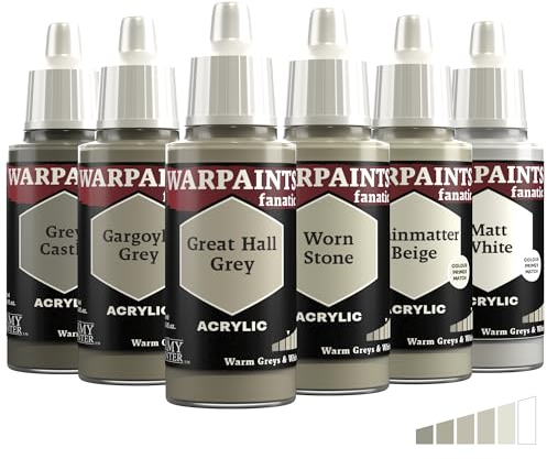 The Army Painter, Warpaints Fanatic Flexible Triad: Warm Greys & White, 6 x 18 ml Acrylfarbe, Miniatur-Hobbybemalung, Für Miniatur-Wargaming