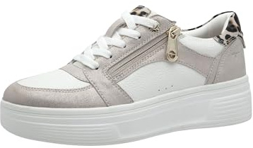 Tamaris Comfort Damen Plateau Sneaker mit Reißverschluss Low Top, Beige (Beige Comb), 37 EU