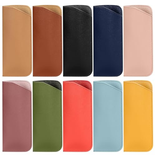 10 Pz Custodia Occhiali Morbida Donna Uomo, Custodia Occhiali da Vista, Portaocchiali Morbido, PU Pelle Custodia Occhiali da Sole, Portatile Porta Occhiali da Vista per Donna Uomo, 10 Colori