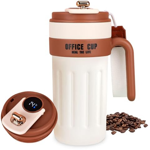 BORDEAG Tasses a Café Intelligentes, 650 ml Mug Isotherme Cafe, Gobelet a Café Intelligent, Acier Inoxydable 316, Scellée, Résistante a la Corrosion