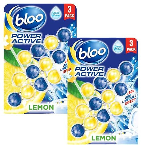 Bloo Toilet Rim Block Lemon - Effective Limescale Remover Toilet and Toilet Cleaner with Bleach, Long Lasting Toilet Fresheners, Cistern Blocks for Clean and Fresh Toilets, 2 Pack +Free Cheeroo Magnet