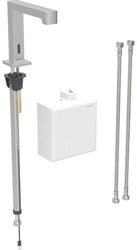 Miscelatore per lavabo Geberit Brenta, sporgenza 195 mm, funzionamento a batteria, con miscelatore termostatico, con scatola di funzioni da esterno, 116.178., Colorazione: Acciaio inox Ottica