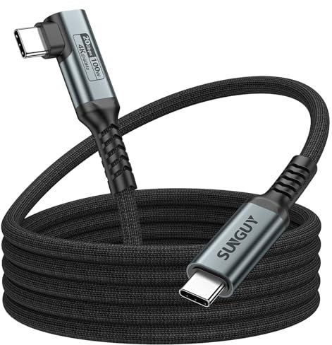 SUNGUY USB C auf USB C Kabel 2M, 100W 20Gbps Schnellladekabel USB C 90Grad, 4K@60Hz Videoübermittlung USB C Kabel für iPhone 16/15 Pro max, Laptop, Monitor,Mobiltelefon,SSD