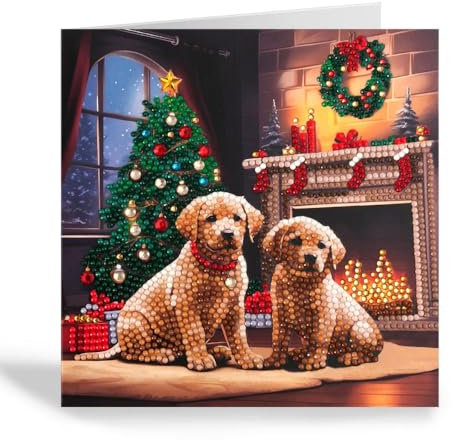 CRYSTAL ART Waiting for Santa Puppies - 18x18cm Card