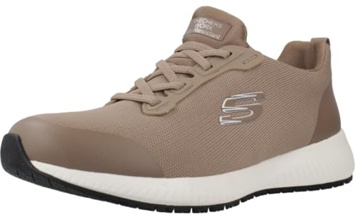 Skechers Squad Sr, Zapatos para Profesionales Sanitarios Mujer, Taupe Flat Knit, 39 EU