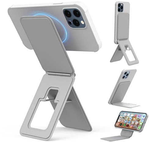 Bettdow Treppiede per iPhone 16/15/14/13/12 serie, supporto portatile per telefono cellulare per self-vlogging, surf, fotografia macro, videochiamate, supporto leggero per telefono cellulare, grigio