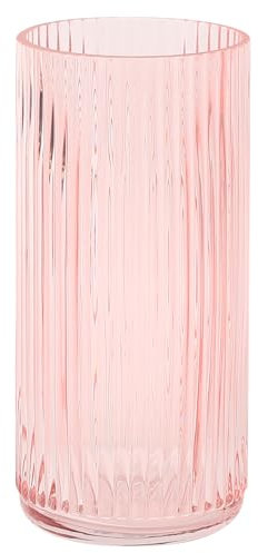 KAYLETIN Gerippte Glasvase, rosa Glasvase für Blumen, Blumenvasen für Blumenstrauß, moderne gerippte Vasen für Wohnzimmer, Schlafzimmer, Esstisch, Büro, Hochzeit, 20 cm