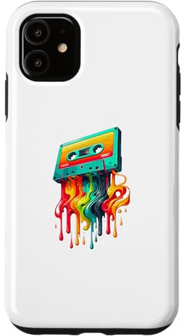 iPhone 11 Dripping Paint Art Cassette Player Music Tape Recorder Case
