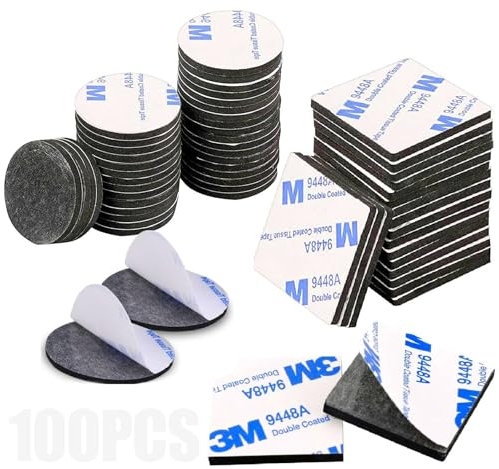 lomdung 100 Piezas 3M Cinta Adhesiva de Doble Cara Extra Fuerte, Cinta de Montaje de Doble Cara, Impermeable y Resistente a Altas Temperaturas, para el Hogar, Oficina (Redonda, Cuadrada)