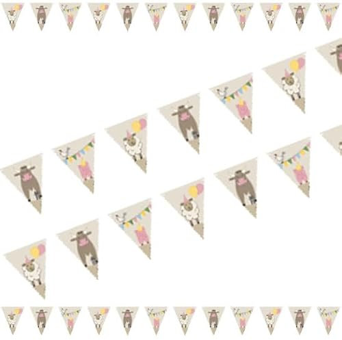 4m Wimpelkette * Bauernhof + Schafe * als Deko für Kindergeburtstag und Mottoparty | Bauernhoftiere Farm Kinder Geburtstag Party Girlande Partykette Partydeko