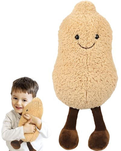 Funtery 35cm Erdnuss Plüschpuppe, Plüschpuppenkissen Süße Spielzeug Lächelnde Erdnuss Plüsch Puppe Kuscheltier Plüschtier Kissen Weiches Erdnuss Plüschspielzeug Lustiges kreatives Geschenk für Kinder