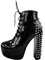 blingqueen Damen Plateau Stiefeletten Blockabsatz Punk Boots Schnürboots mit Nieten Lack Schwarz 39 EU