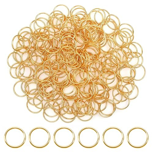 TOAOB 200 Stück Jump Ringe Spaltringe 12 mm Edelstahl Golden Sprungringe | Kettenringe Biegeringe, Mit Ring Öffner, Für Halsketten Armband, DIY Schmuckherstellung, Kettenringe Bastelzubehör