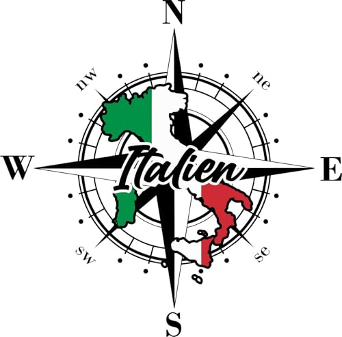Rakelfix Kompass Italien Italy Karte Stiefel Aufkleber Sticker Autoaufkleber Größe/Farbe WÄHLBAR Camper Caravan Auto