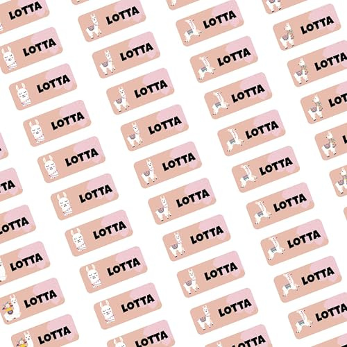 LabelKids – Namensaufkleber Lama – 160 Stück personalisierte Namensetiketten für Kinder – Namenssticker wasserfest & langlebig – Sticker Namen für Schule, Kita, Trinkflaschen & Brotdosen