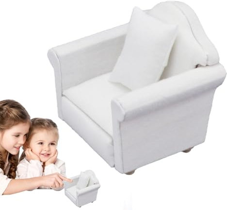 Puppenhaus Sofa 1:12 Sofa Sessel Rollen Sie Vor Sie Spielen Miniatur Möbel Spielzeug Mit Kissen Puppenhaus Zubehör