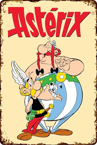 LUCKYLINDE - Plaque en tôle rétro ASTERIX et OBELIX, série culte de bande dessinée française, plaque décorative, 20 x 30 cm (Astérix et Obélix)