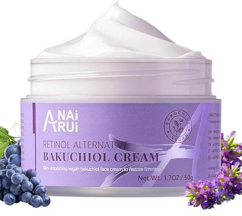 ANAiRUi Crème Hydratante Visage au Bakuchiol – Anti-Âge & Raffermissante 50ml, Atténue les Rides, Repulpe et Apaise la Peau, Crème jour/nuit pour les Femmes
